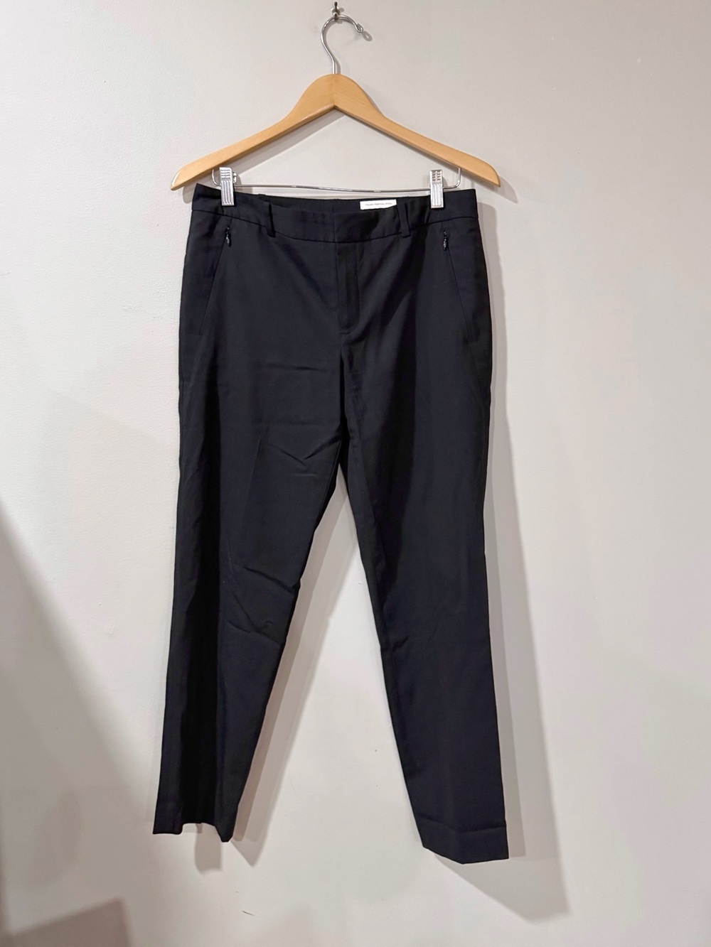 Club Monaco Pants Women 6 Black Italian Wool Slim Ankle Trousers Office Chic